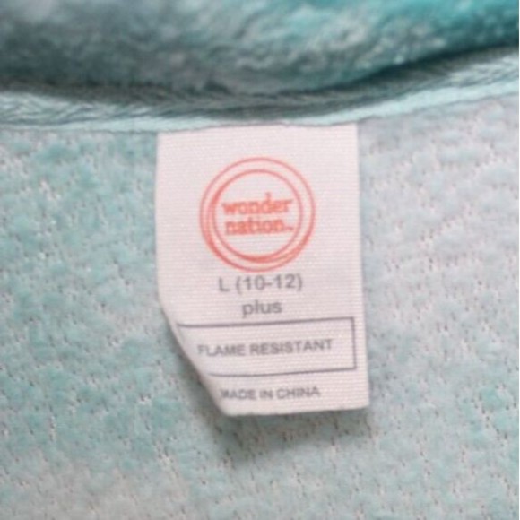 Wonder Nation Girl's Size L (10-12) Green & White Fleece Tie Dye Robe Pockets - Picture 6 of 8